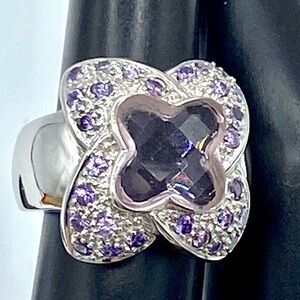 Purple and clear CZ ring size 6 3/4